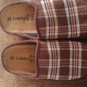 Kids Plaid Brown Slippers